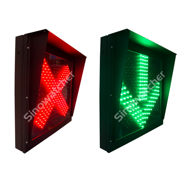 Feu de signalisation LED 600mm Croix Rouge + Flèche Verte